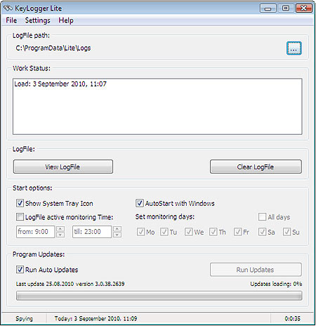 Screenshot of CKM Keylogger Lite CKM Keylogger Lite screenshot