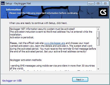 Keylogger Net setup