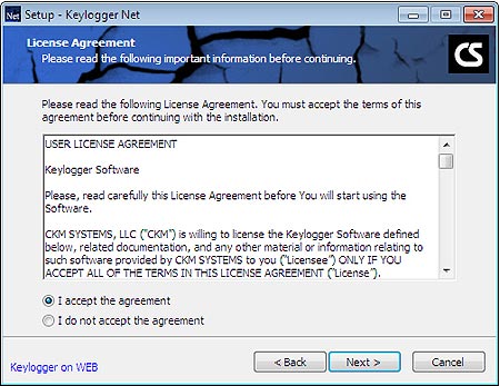 Keylogger Net setup