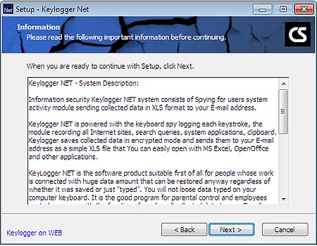 Keylogger Net setup