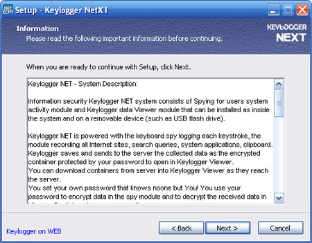 Keylogger NET4XT Client installation