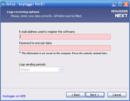 Keylogger NET4XT Client installation