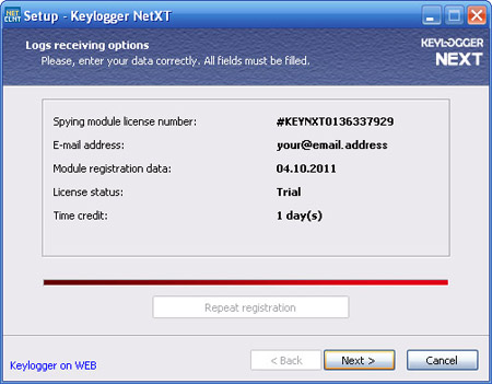 Keylogger NET4XT Client installation