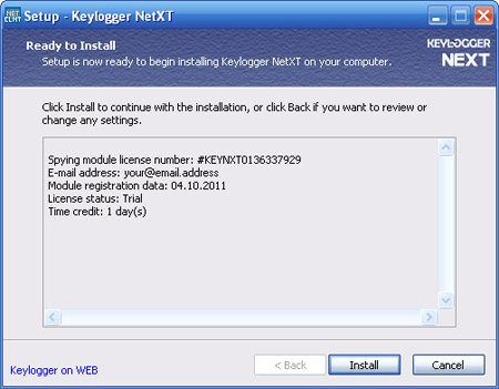 Keylogger NET4XT Client installation