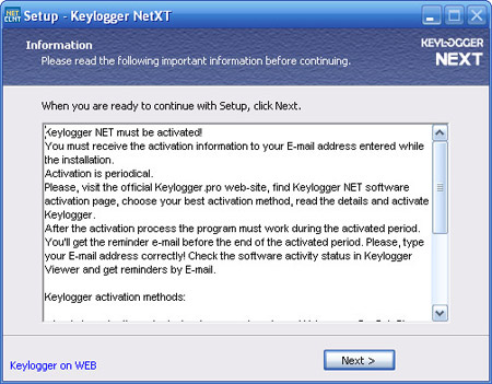 Keylogger NET4XT Client installation