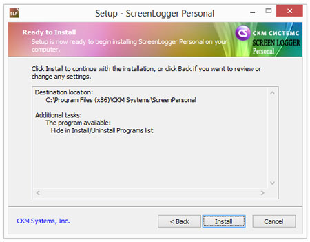 Screenlogger installation