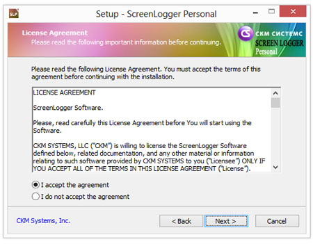 Screenlogger installation