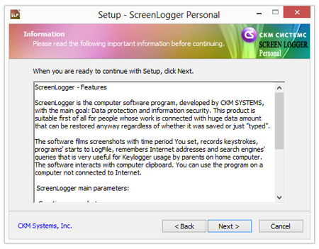 Screenlogger installation