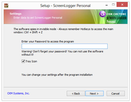 Screenlogger installation