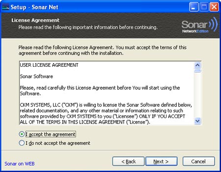 Sonar Net installation