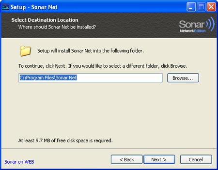 Sonar Net installation