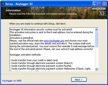 Keylogger XE setup