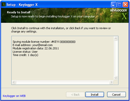 Keylogger X setup