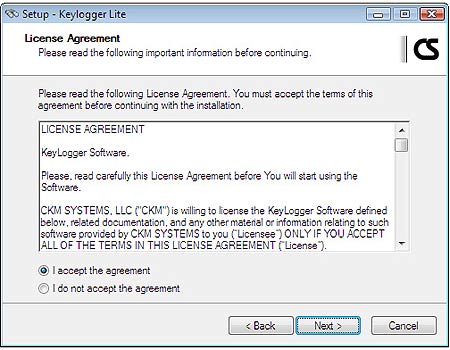Keylogger Setup - Licence Agreement