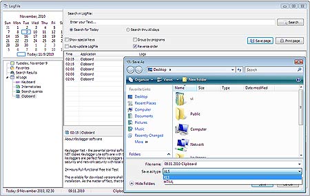 Keylogger LITE V3 Export data