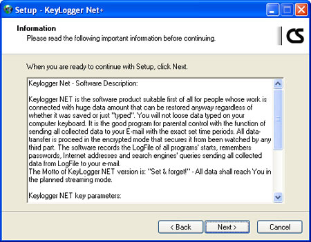 Setup Keylogger Net Plus