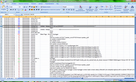 Keylogger NET4XT data export to Excel file