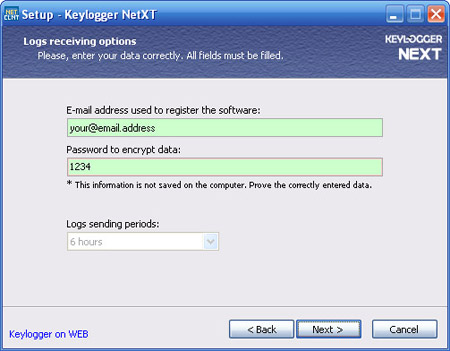 Keylogger NET4XT Client installation